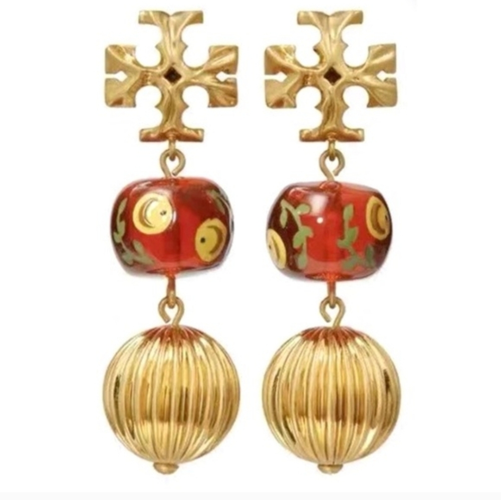 Burch . Roxanne Burntsienna Double Drop Earrings - image 1